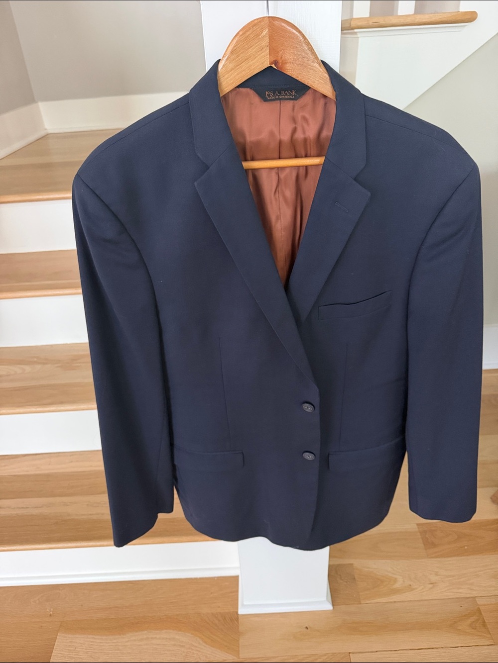 Joseph A Navy Sport Coat with Rust Brown Lining